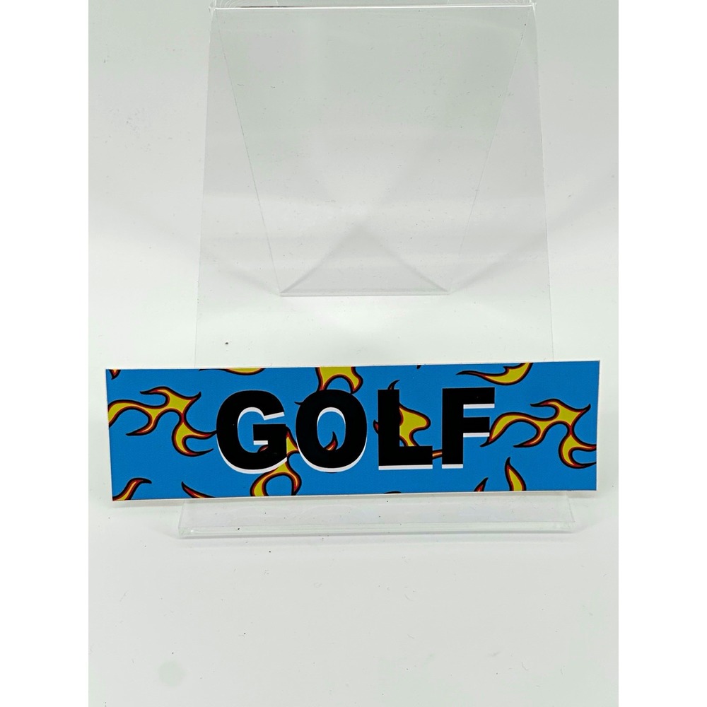 Golf Flame Pattern Sticker Decal Golf Wang - Blue Background, 1pc